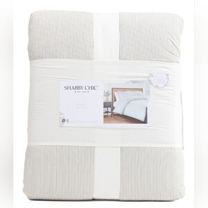 💚🔹️Shabby Chic🔹️ Green Striped Ruffle Cotton Comforter King Size  Set